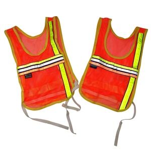 Kids Safety Vest High Visibility Orange Mesh Reflective Tie‎ Closure Set of 2